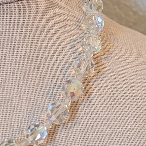 Vintage 1950s 10mm AB Crystal Necklace with Hook Closure - Picture 5 of 6